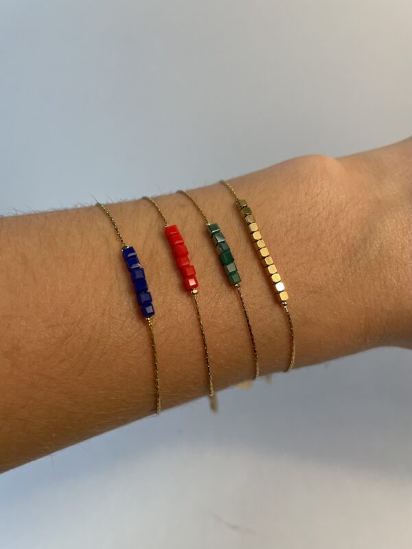 bracelet bleu rouge vert or