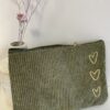 pochette velours kaki