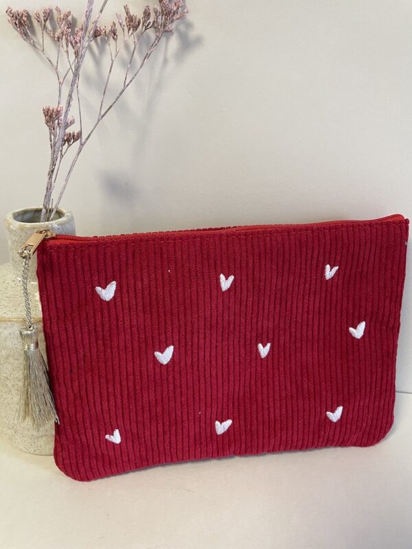 pochette velours rouge