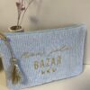 pochette velours bleu ciel