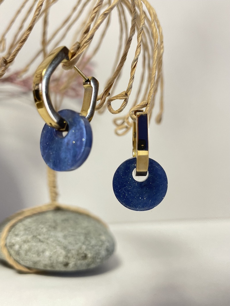 boucles d'oreilles bleue paillettées