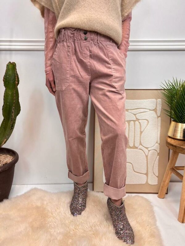 pantalon velours rose