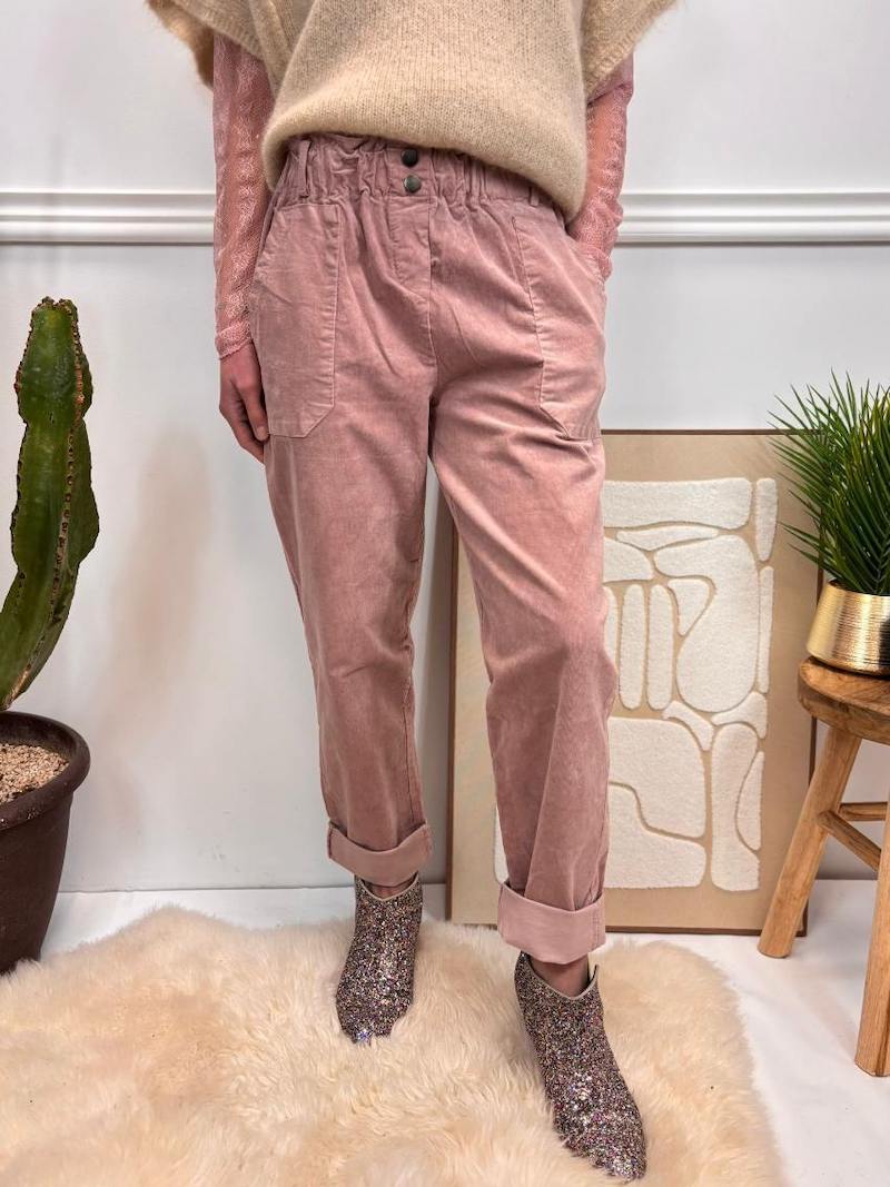 pantalon velours rose