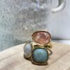 bague en acier inoxydable et 3 pierres naturelles