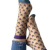 chaussette violette et turquoise