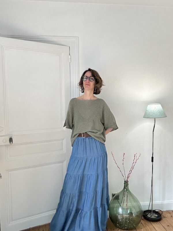 jupe longue en jean, lumine