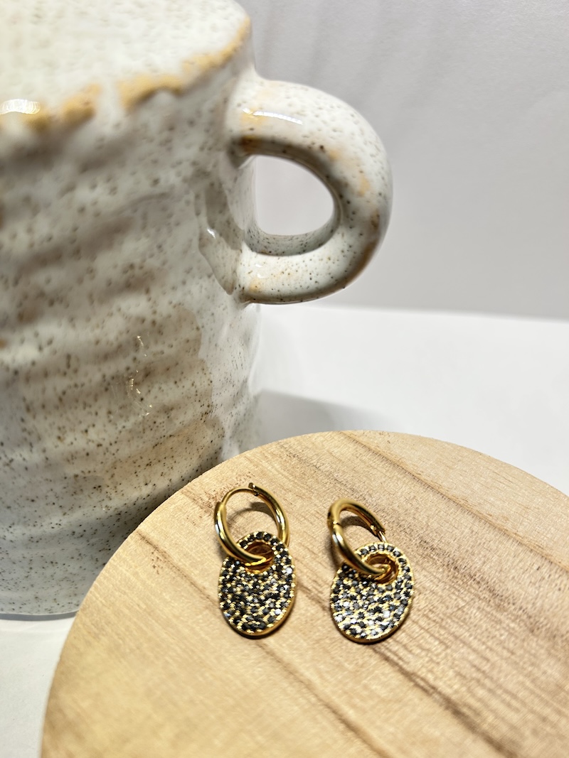 boucles d'oreilles strass noirs Bohm paris