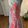 robe chemlise rayée bleue et broderie