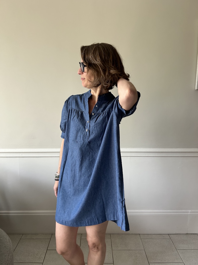 Robe Courte Effet Jean – Col Mao & Boutons | It Hippie