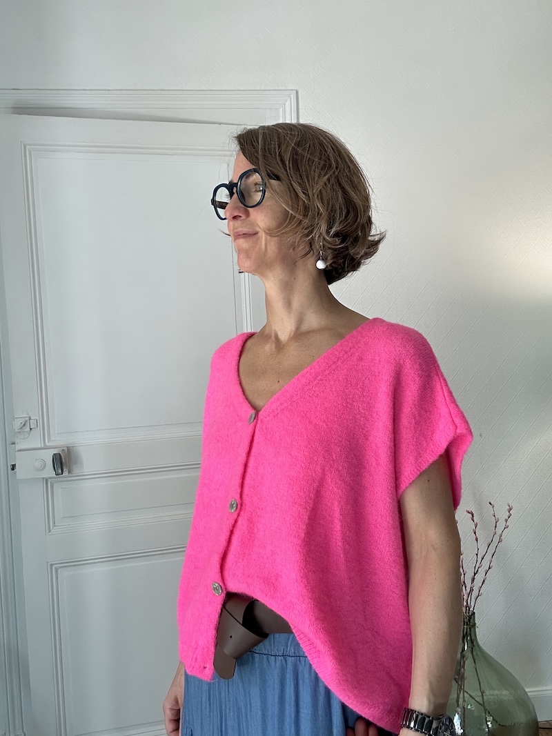 gilet sans manches rose