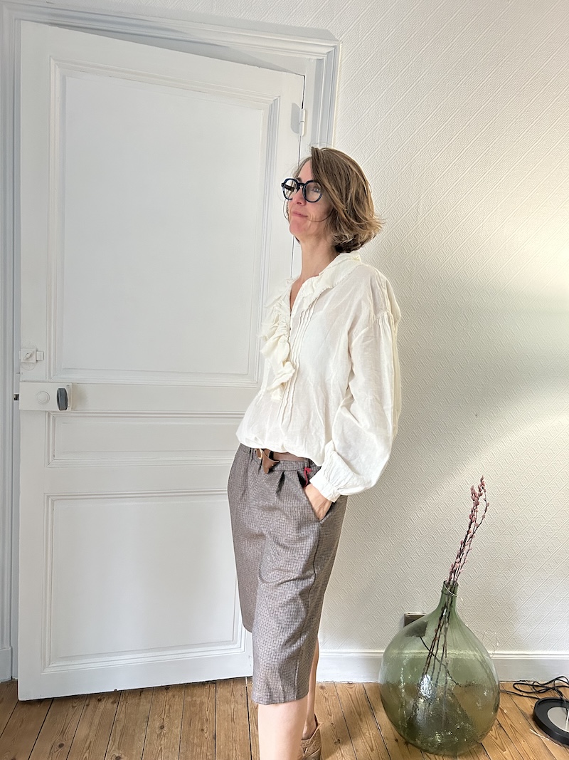 Bermuda tartan marron – Johanna Paris – taille unique élastique