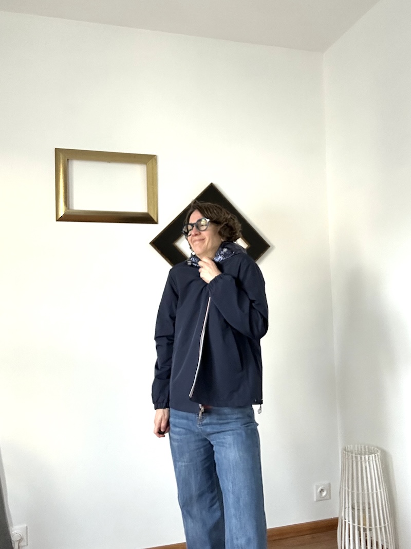 imperméable court réversible, bleu