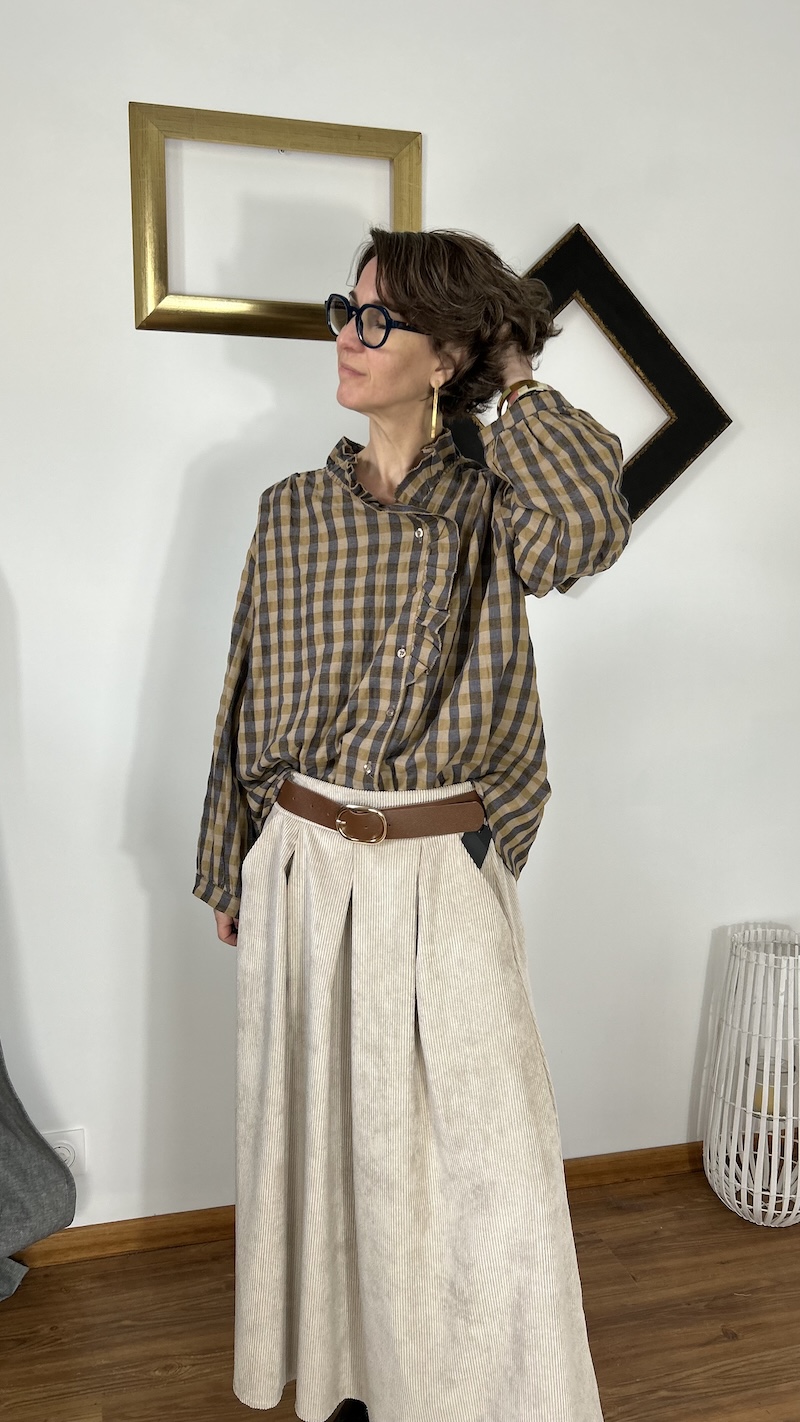 Jupe en velours femme – Johanna Paris – Taille unique – Écru ou Prune