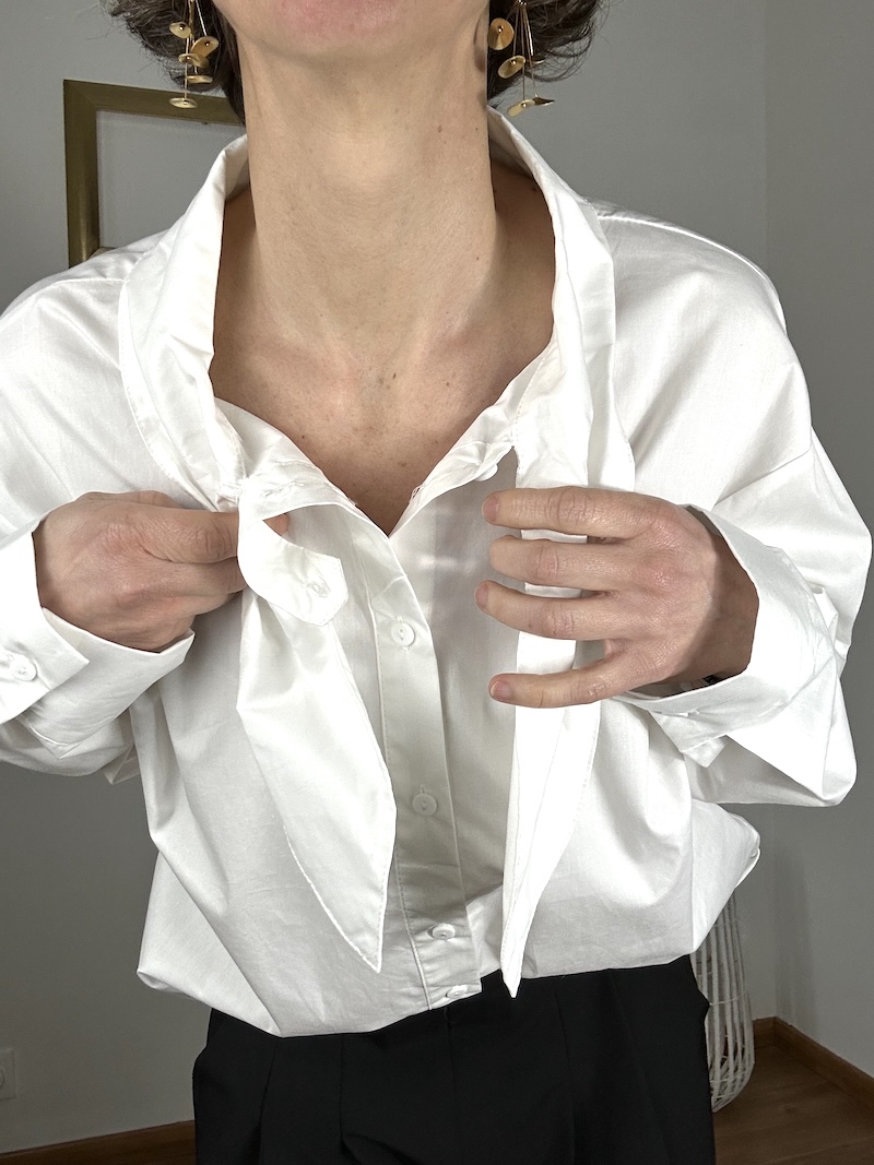 chemise blanche noeud oversize, peace n'love