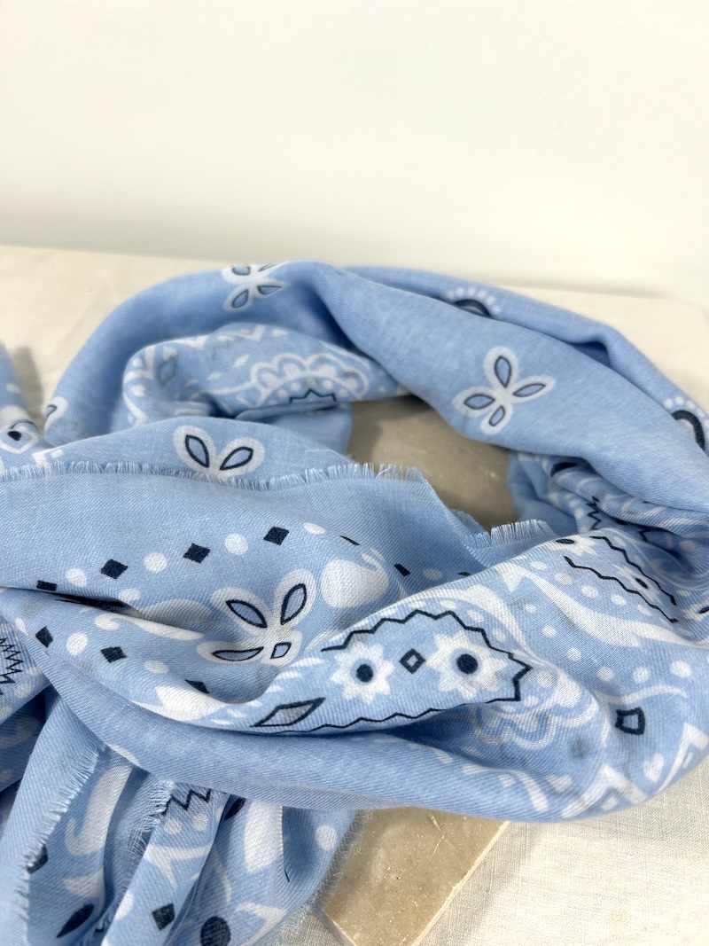 Foulard bandana femme en viscose et coton – Bleu, Rose, Taupe, Vert