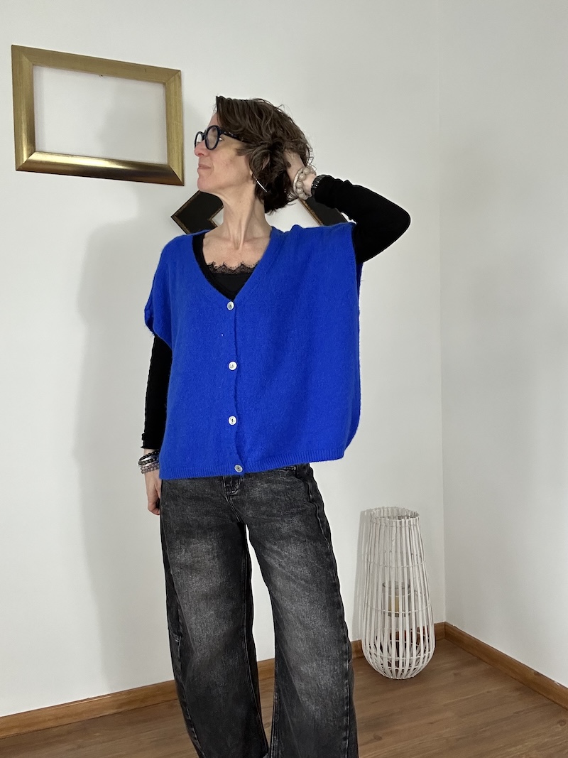 gilet bleu électrique sans manches, nions