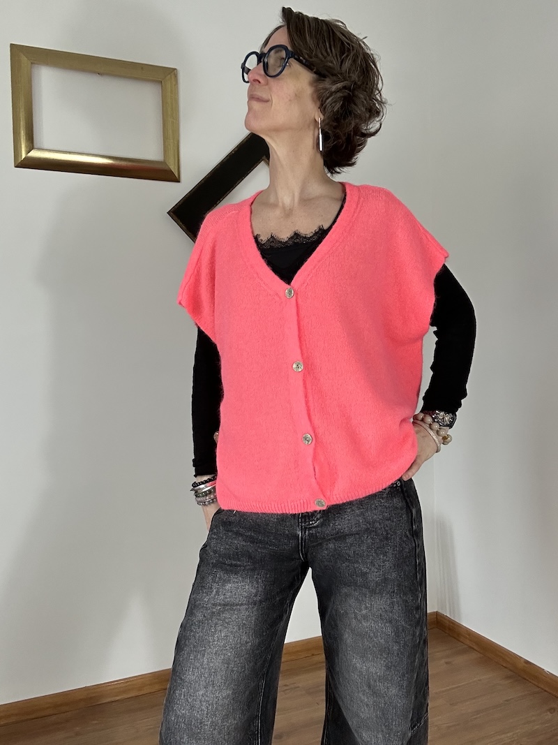 gilet sans manches corail, baby alpaga