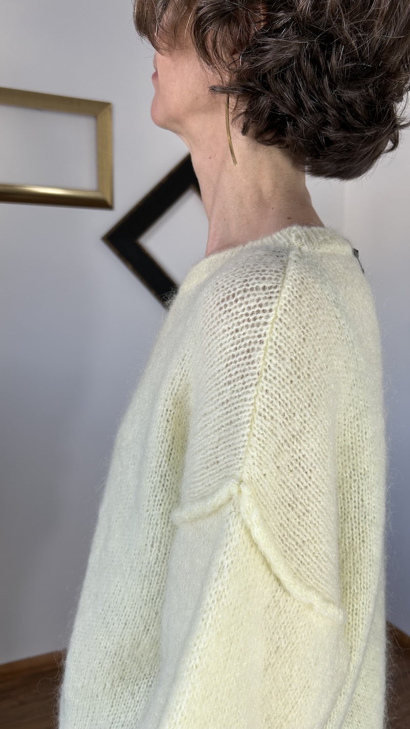 Pull jaune en mohair femme – Col rond – Manches 3/4 – Y’COO