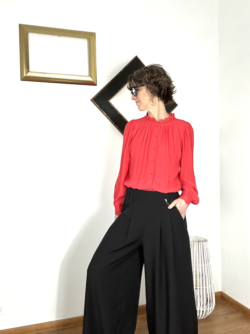 chemise tunique fluide rouge corail, Y'coo