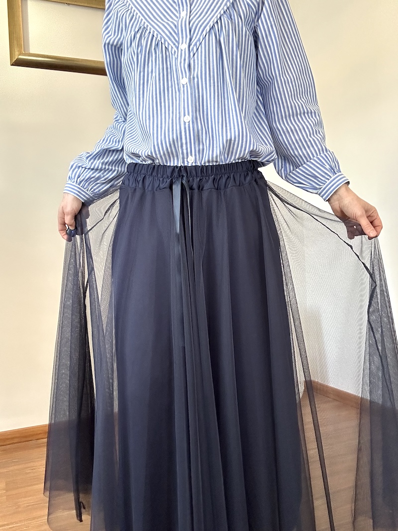 Jupe en tulle bleu marine femme – Jupe fluide et élégante – Taille unique