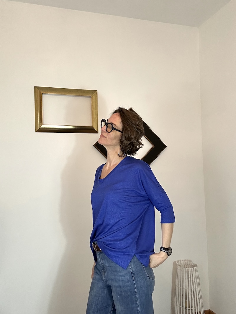 T-shirt en lin upcyclé Love by MD – Coupe loose manches 3/4