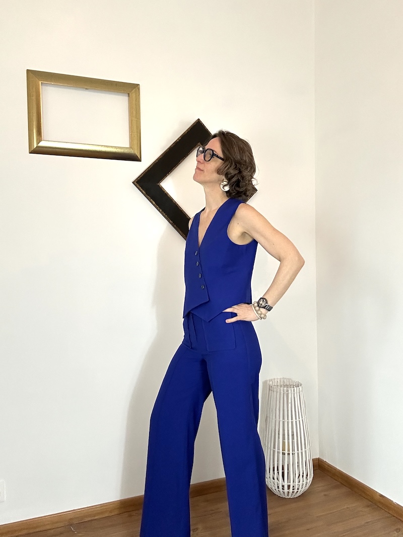 ensemble tailleur pantalon bleu électrique, ange