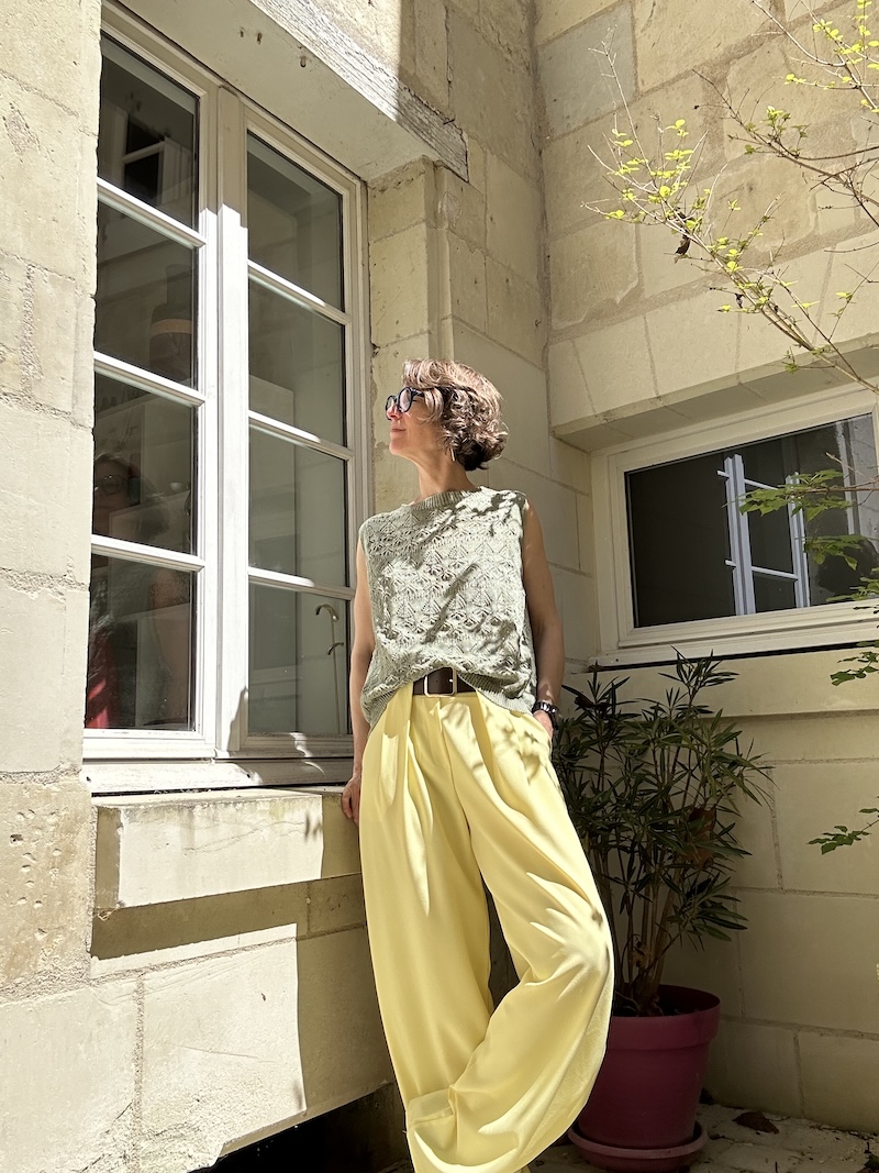 Pantalon Fluide Jaune Femme – Taille Unique, Coupe Confort & Détails Pinces