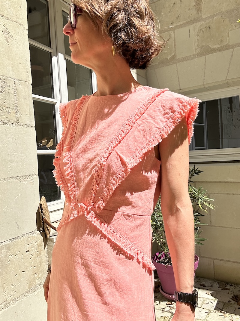 robe longue couleur pêche