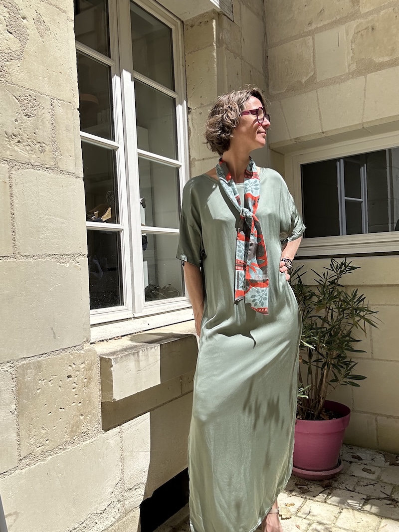 robe tshirt, longue, kaki