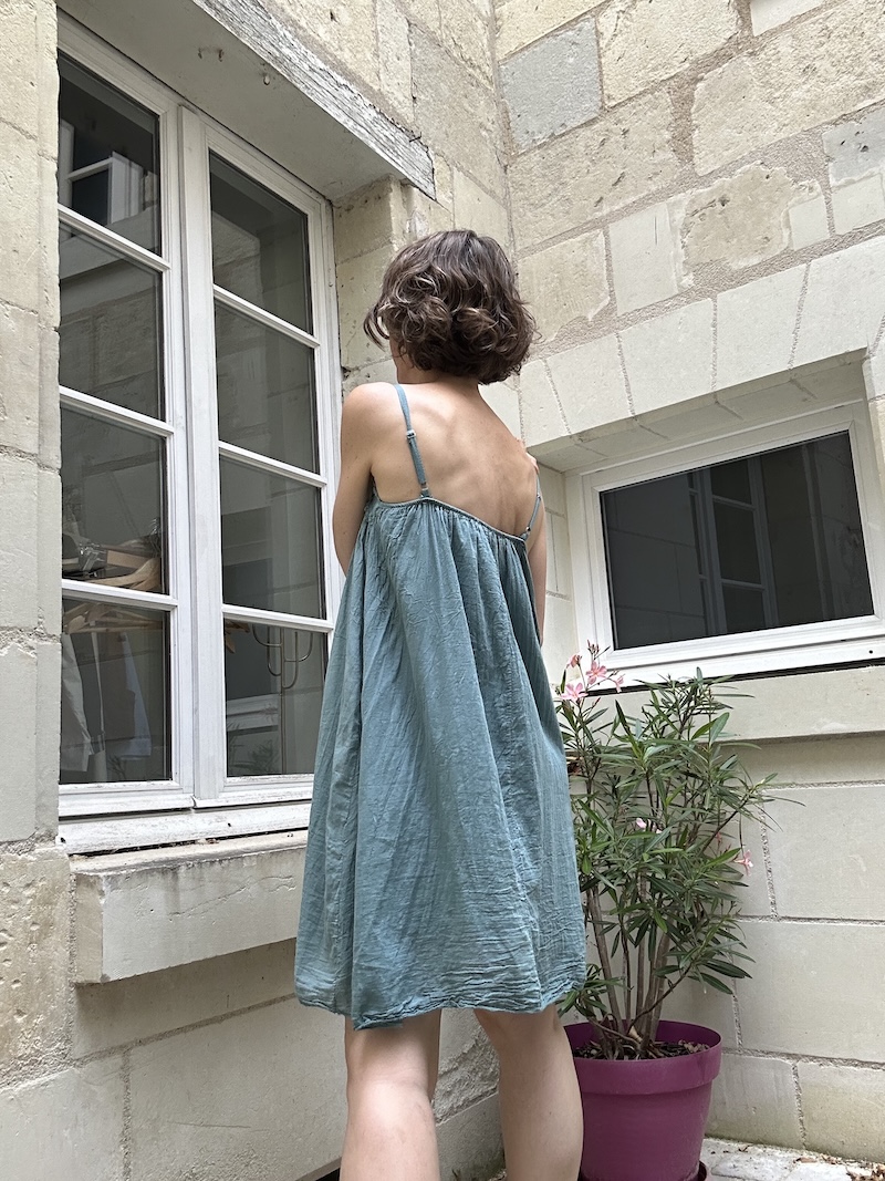 robe courte en coton celadon