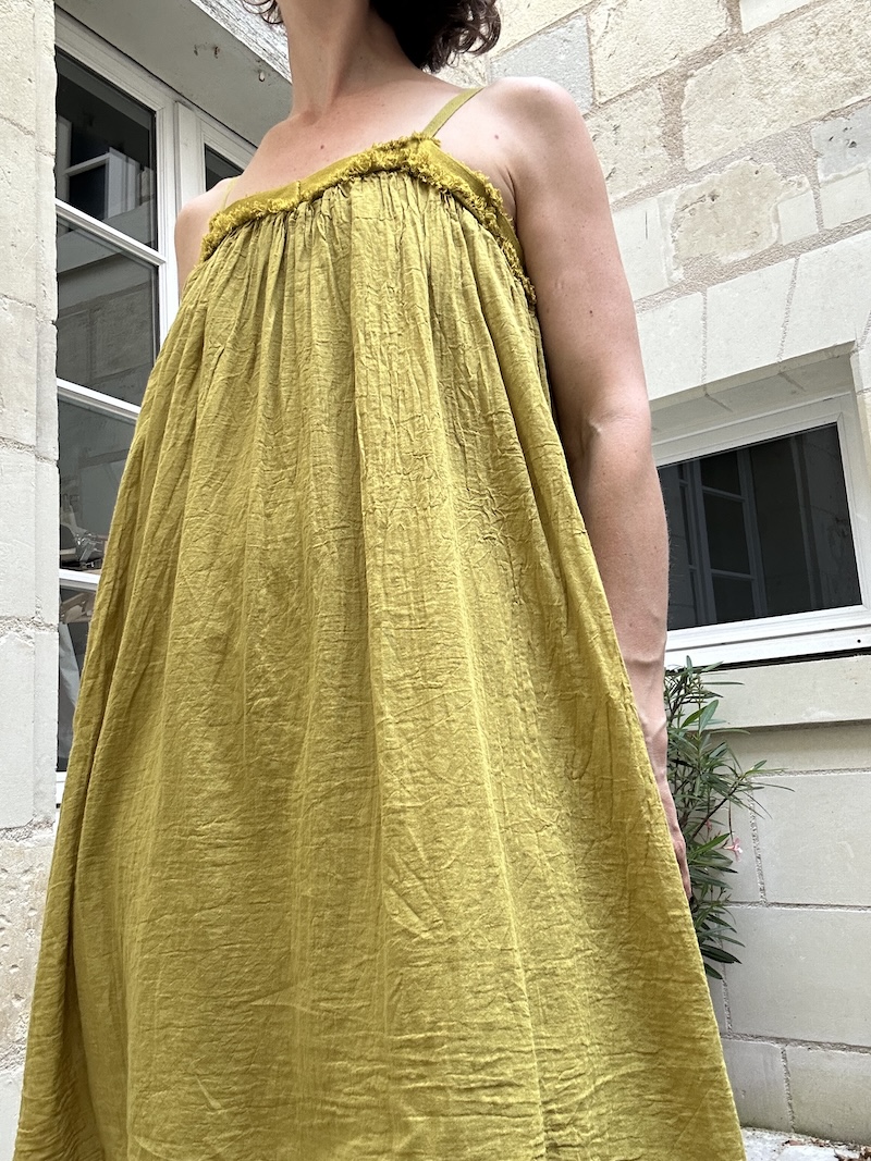 robe courte olive en coton