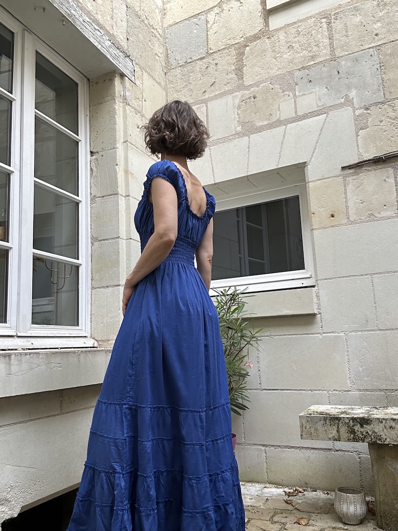 robe longue bleue électrique , bohème