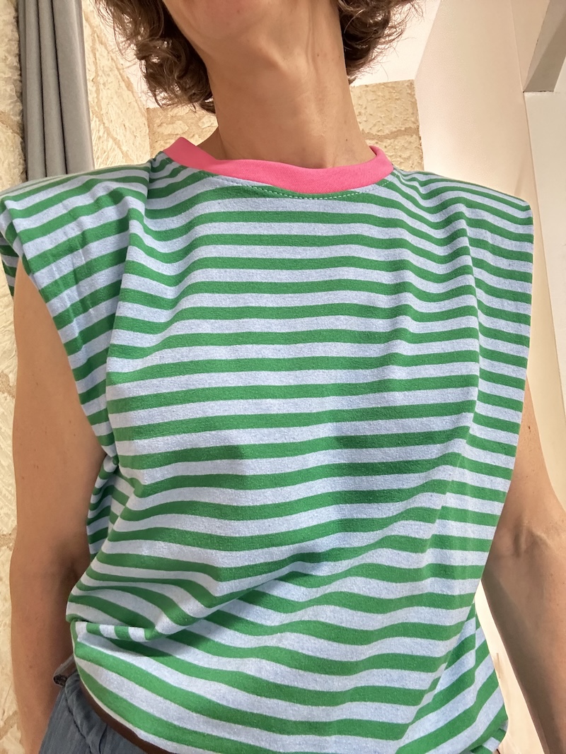 T-shirt Rayé à Épaulettes Taille Unique – 4 Coloris Pop