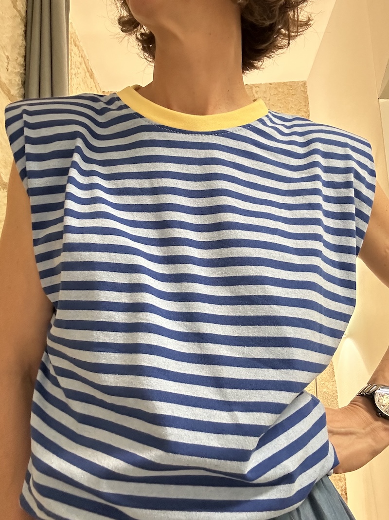 T-shirt Rayé à Épaulettes Taille Unique – 4 Coloris Pop