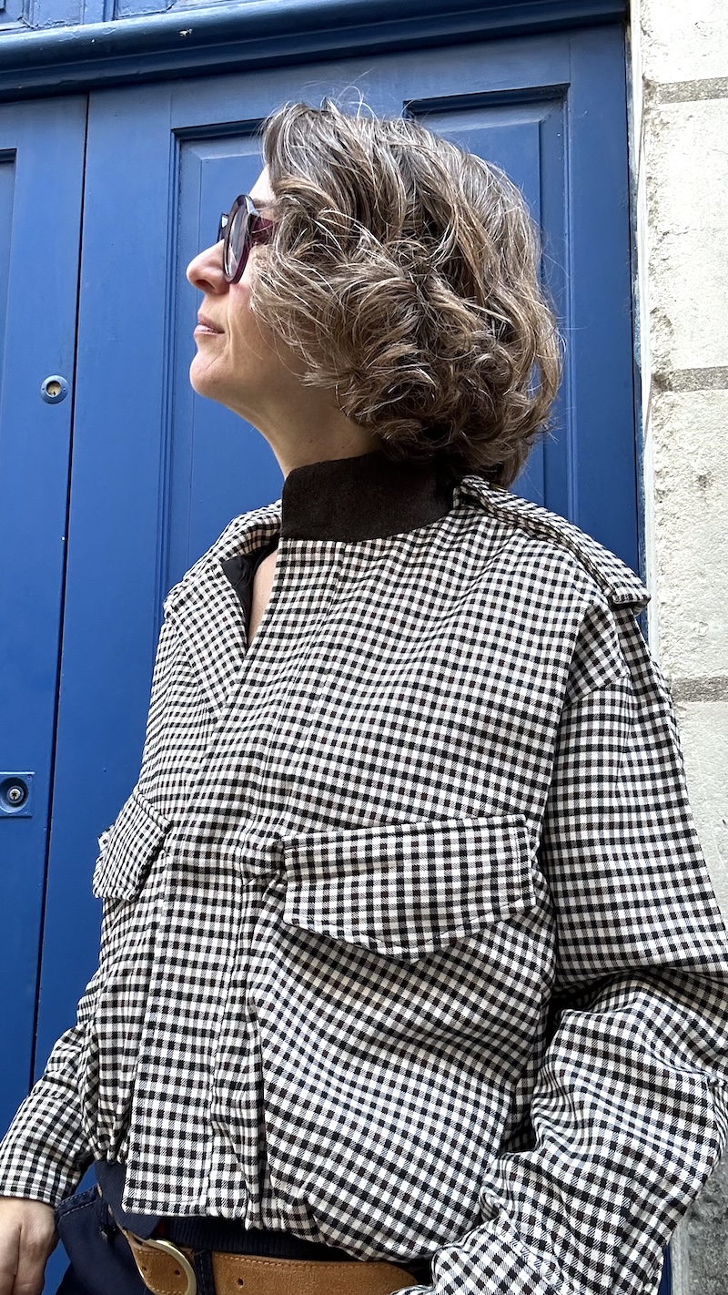 Bombers marron à carreaux
