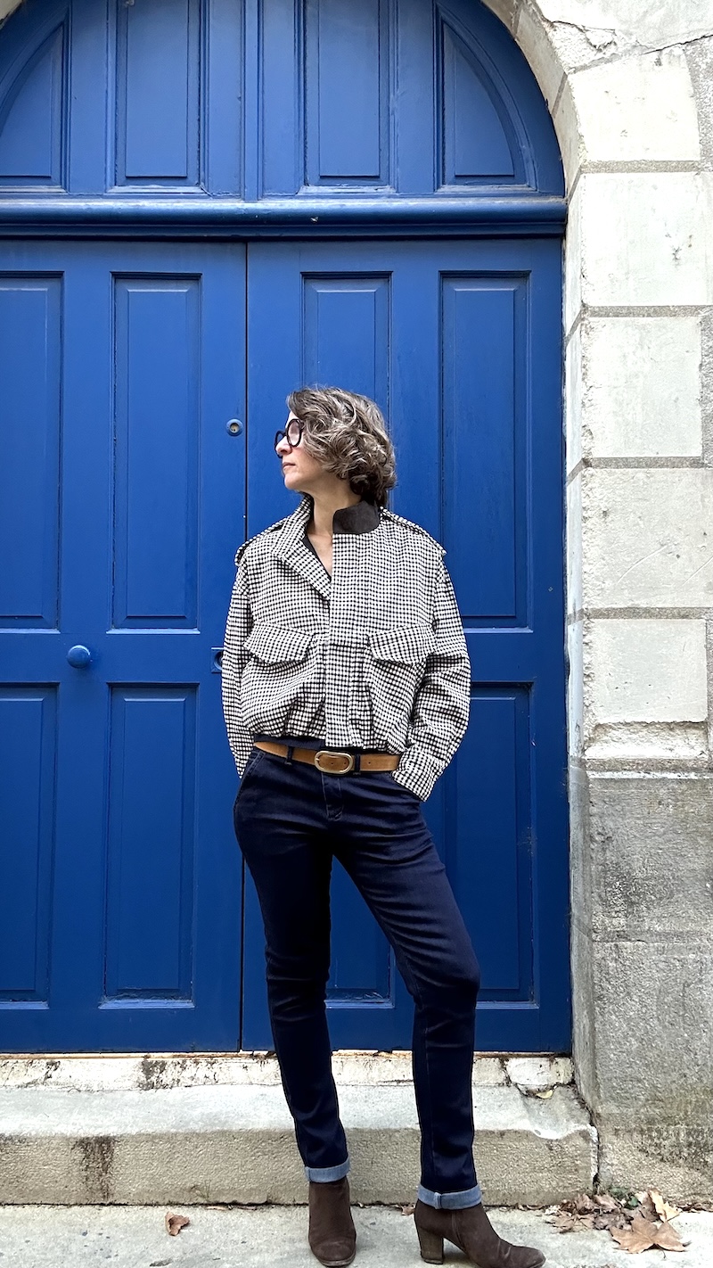 Bombers marron à carreaux